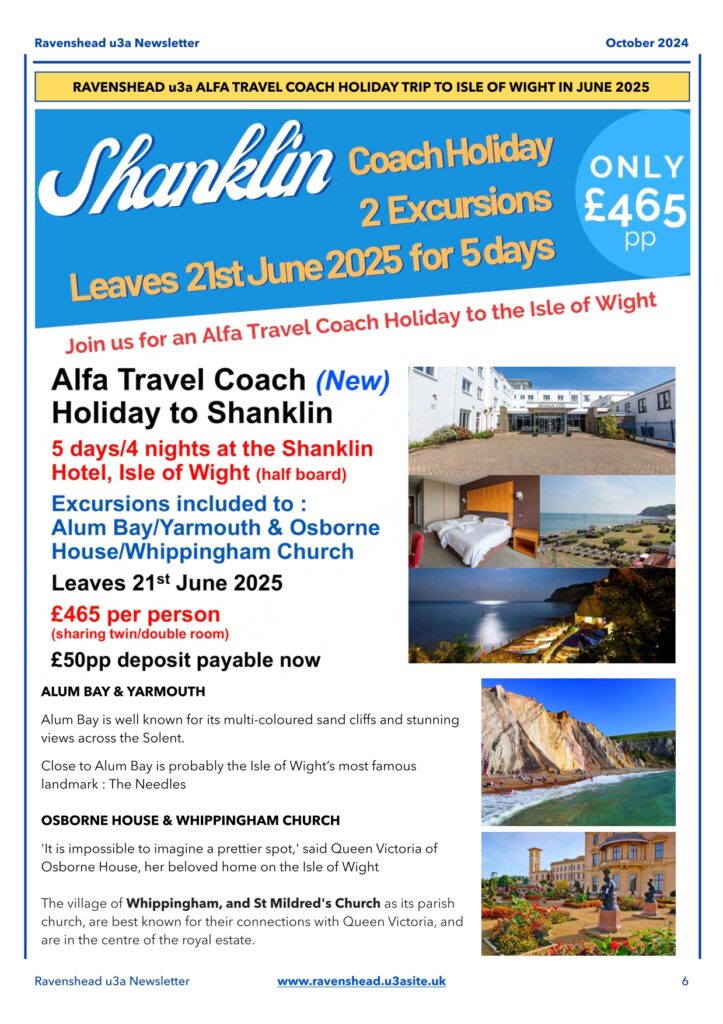 Ru3a Shanklin IOW holiday