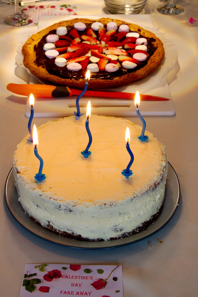 Poppy seed torte and pizza