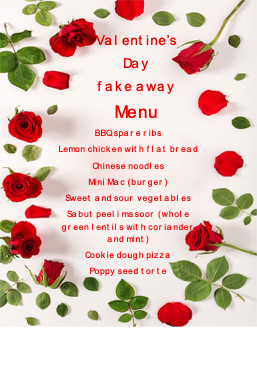 Valentine's Day Fakeaway Menu