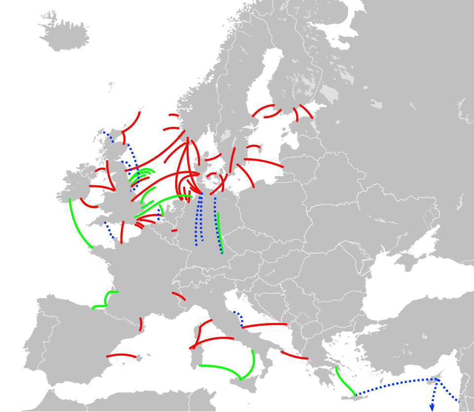 Map of HVDC links in Europe