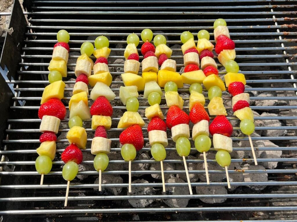 Summer BBQ 2025 - fruit skewers on the grill