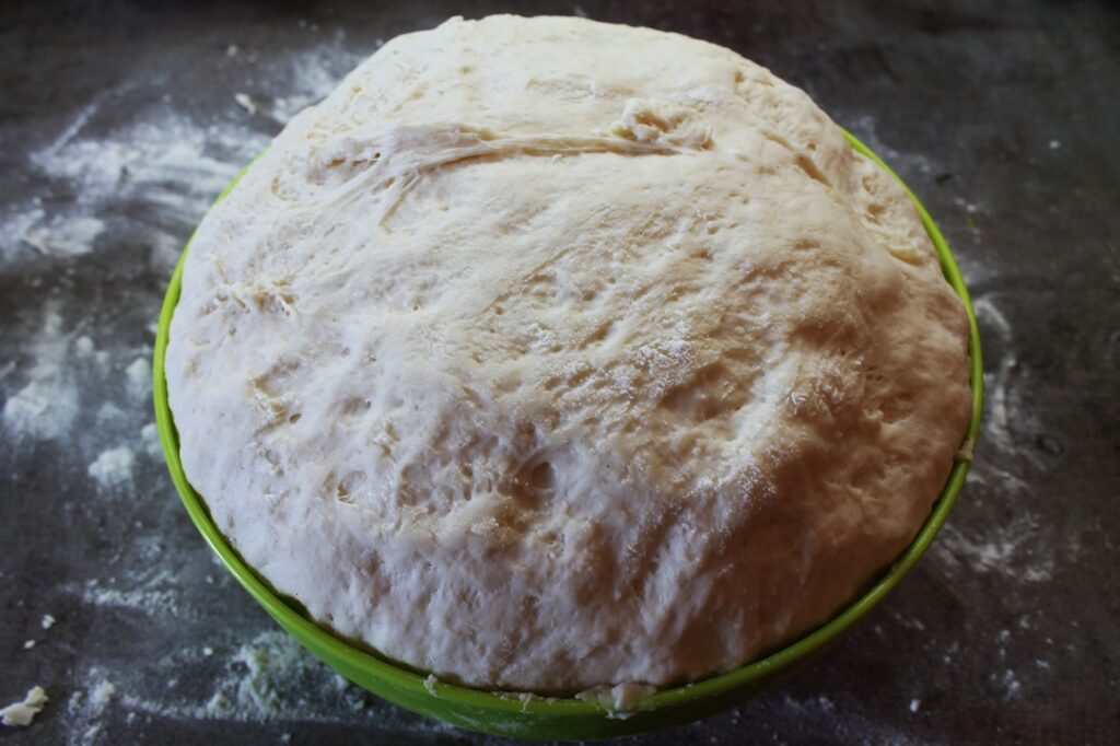 Bread dough proving in a bowl