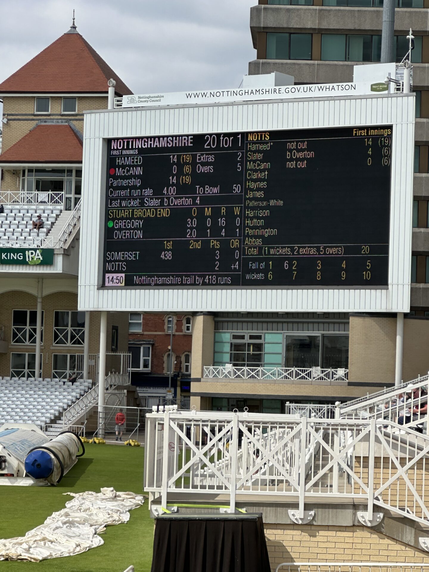 Trent Bridge scoreboard - July 2025