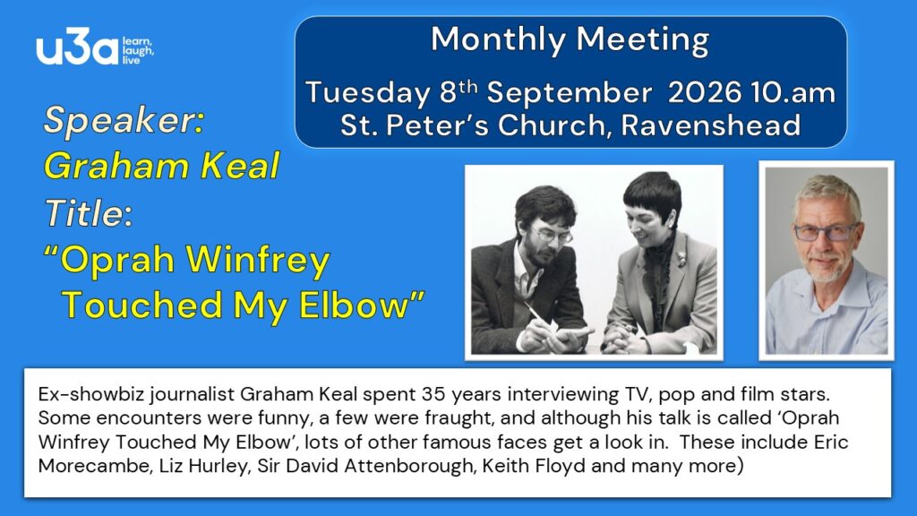 Ru3a September Speaker Graham Keal poster