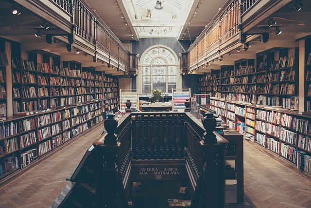 Galleried library with vaulted glass roof