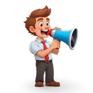 man with megaphone cartoon