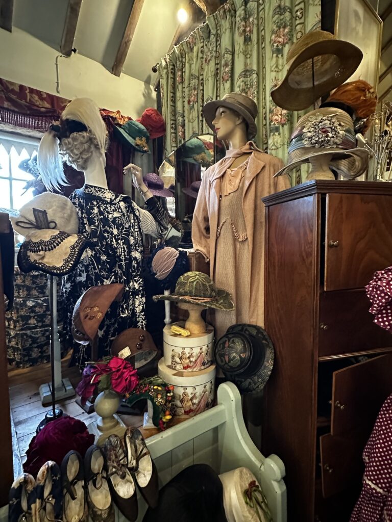 Hope House Costume Museum - the milliners corner, featuring period hats